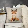 thumbnail image 5 of Flower crown fox Linen toss pillowcase Decoration pillowcase Gift preferred 24x24" Cushion cover 2 set Sofa pillowcase Sofa bedroom living room car, 5 of 6