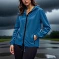 thumbnail image 4 of WIZUTIZ Women's Waterproof Rain Jacket Zip Up Hooded Lightweight Packable Long Sleeve Outdoor Windbreaker Raincoat with Pockets Coat Layer Top, 4 of 5