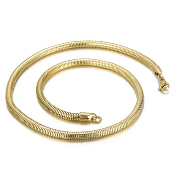 5/6mm 20" 22" 24" Stainless steel Round Snake Chain Necklace For Men Women Gift
