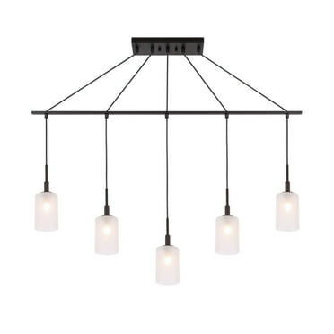 Woodbridge Lighting Elise 5-Light Glass Linear Pendant in Bronze/Opal