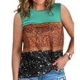 thumbnail image 2 of Camiseta sin mangas para mujer, estampado étnico, cuello redondo, ajuste holgado, chaleco sin mangas de verano para uso informal, 2 of 5
