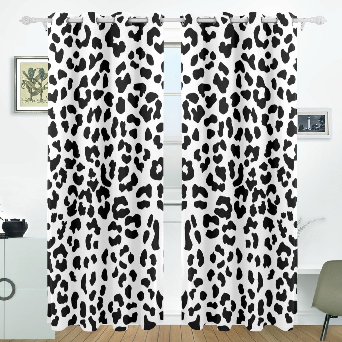 POPCreation Black And White Leopard Pattern Window Curtain Blackout