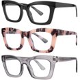 thumbnail image 1 of GFDYREE 3 pack Oprah style Spring hinge Readers Blue Light Blocking Computer Square Reading Glasses for Women Men, 1 of 6