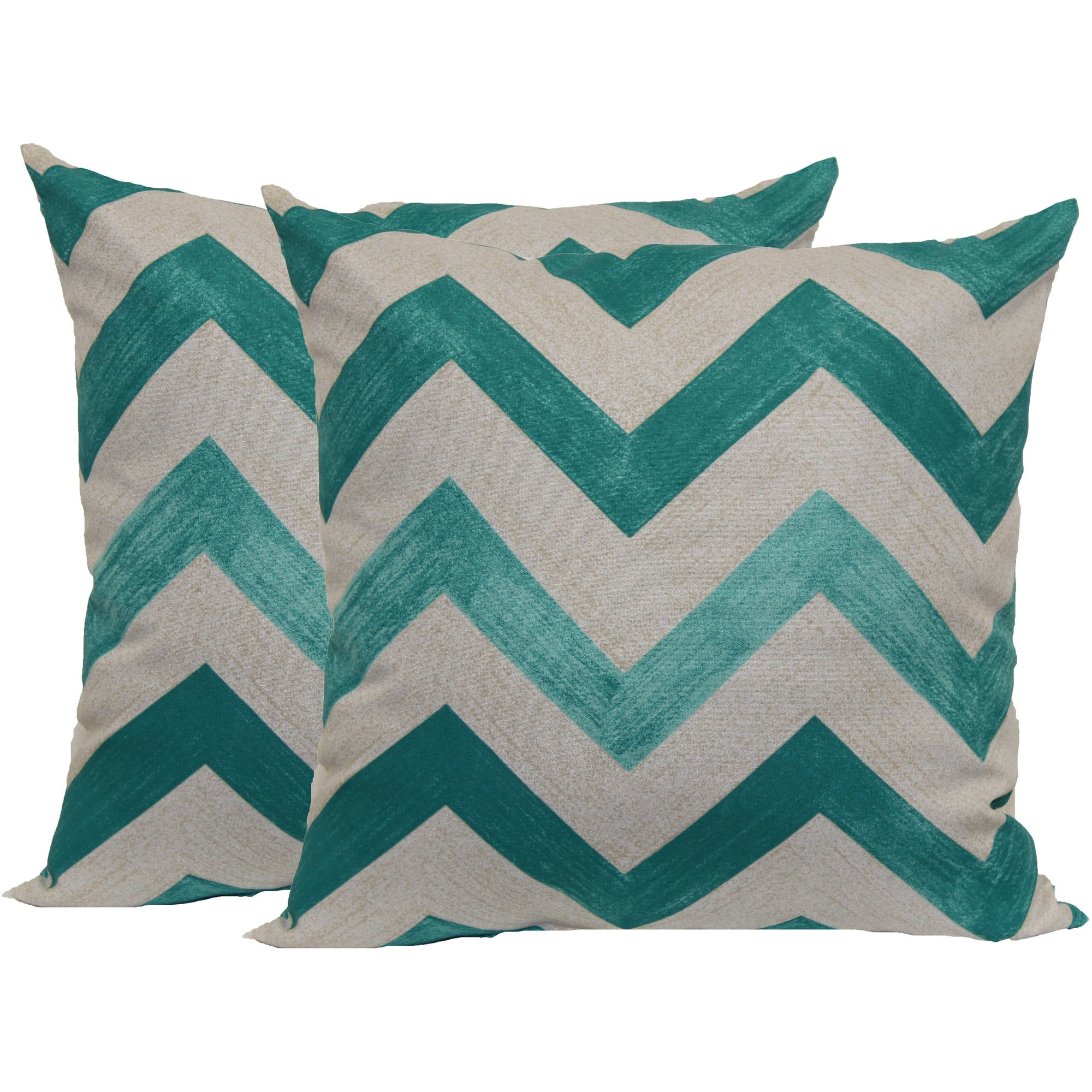 Mainstays Toss Chevron Teal Pillow 2-Pack