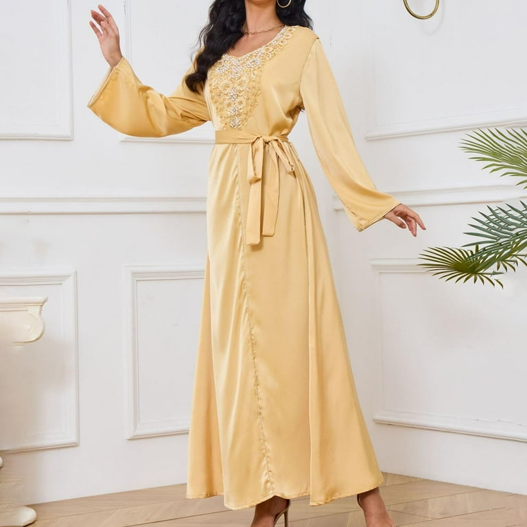 chinese dress ladies Iris Long Sleeve Satin Maxi Dress / Blush Gold | Meshki