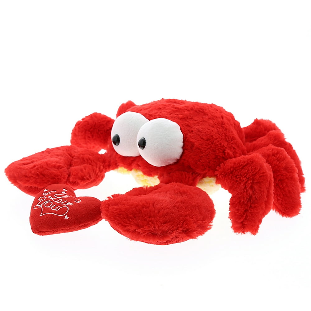 DolliBu I LOVE YOU Googly Eyes Soft Plush Red Crab Stuffed Animal with Red Heart For Valentine