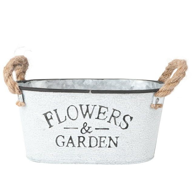 1Pc Simple Iron Flowerpot Creative Flower Holder Home Adornment Light Grey