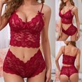 thumbnail image 4 of Gibobby Conjunto de lencería de encaje Ropa de dormir Estampado Sexy Camisón Ropa interior Tentación Lencería Íntimos(Rojo, 3XL), 4 of 5