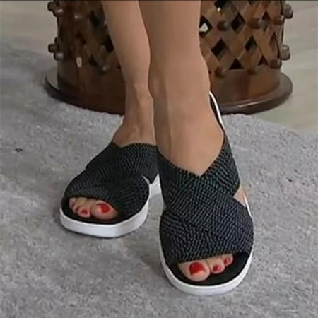 

Hvyes Flip Flops Women Open Toe Flatform Platform Crisscross Band Upper Trendy Slide Sandals Size 6.5