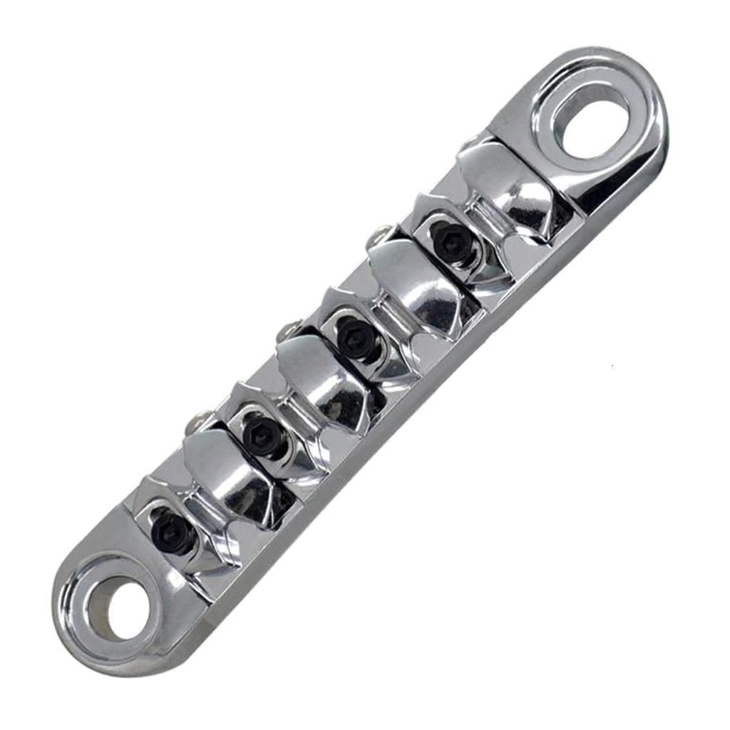 CEORPER Guitar Tune O-Matic Roller Saddles Bridge with Wrench Set Replacement Parts LP Style 4 String Electric Guitar Bridge