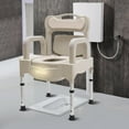 thumbnail image 3 of Bedside Toilet for Seniors, Adjustable Height 16.3in-21.2in, Toilet with Tissue Box, Support up to 550lbs, Commode Chair Adult Potty Chair for Home Use (Grey White with Night Light), 3 of 8
