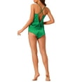 thumbnail image 3 of INSPIRE CHIC Women's Satin Pajamas Sleeveless Cami Sleepwear with Shorts Sliky Lounge Set M Green, 3 of 6
