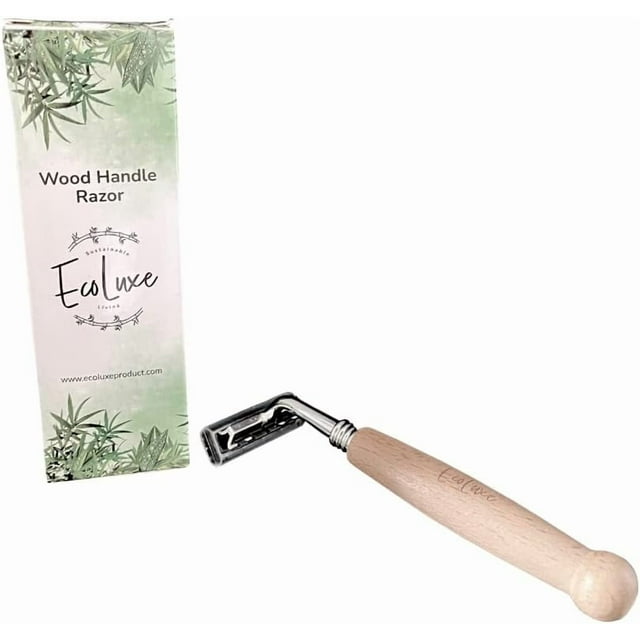 EcoLuxe Bamboo Razor I Reusable Wooden Handle Razor | Replaceable Double Blades | Manual Razor For Women & Men with Strong Stainless Steel Frame I Plastic Free Plastic free