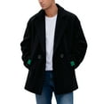thumbnail image 2 of Letdown Trench Coat Men Notched Collar Single Pea Coat Fall Winter Fashion Overcoat Plus Size Mid Long Wool Peacoat 2025, 2 of 8