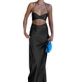 thumbnail image 3 of SAYOO , vestido sin mangas con espalda descubierta para mujer, Color sólido con cordón fruncido, abertura lateral, vestido de fiesta informal de verano, ropa de calle para Club SAYOO  Moda, 3 of 8