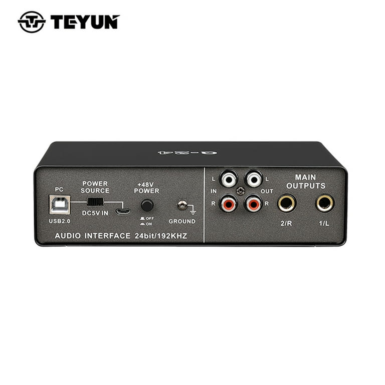 Ltesdtraw Q-24 Audio Interface Sound Card 2 in out Professional USB External Soundcard Walmart.com