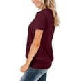 thumbnail image 4 of Gbsyewxs Shirts For Women Crew Neck Short Sleeve Ruffle Solid Color Loose Summer Womens T Shirt Red, 4 of 7
