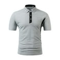 thumbnail image 2 of CaiJunJia George Polo Shirt,Men's Short Sleeve 100% Cotton Pique Color Block Polo Shirt, 2 of 6