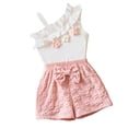 thumbnail image 2 of ITSAME Toddler Baby Girls Outfit 2-Piece, Ruffled Camisole and Cute Bow Shorts Summer Fashion Casual Set Pink 9-12M, 2 of 8
