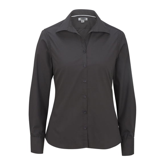 Edwards Garment Women's Matching Buttons Long Sleeve Blouse, Steele Grey, Medium