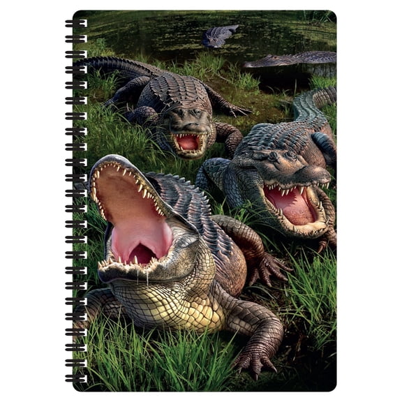 3D LiveLife Notebooks - Gator Bog from Deluxebase. Ruled 8.2" x 5.7" Medium Notepad. 80 Page Spiral Bound Notebook with Lenticular Alligator Cover.