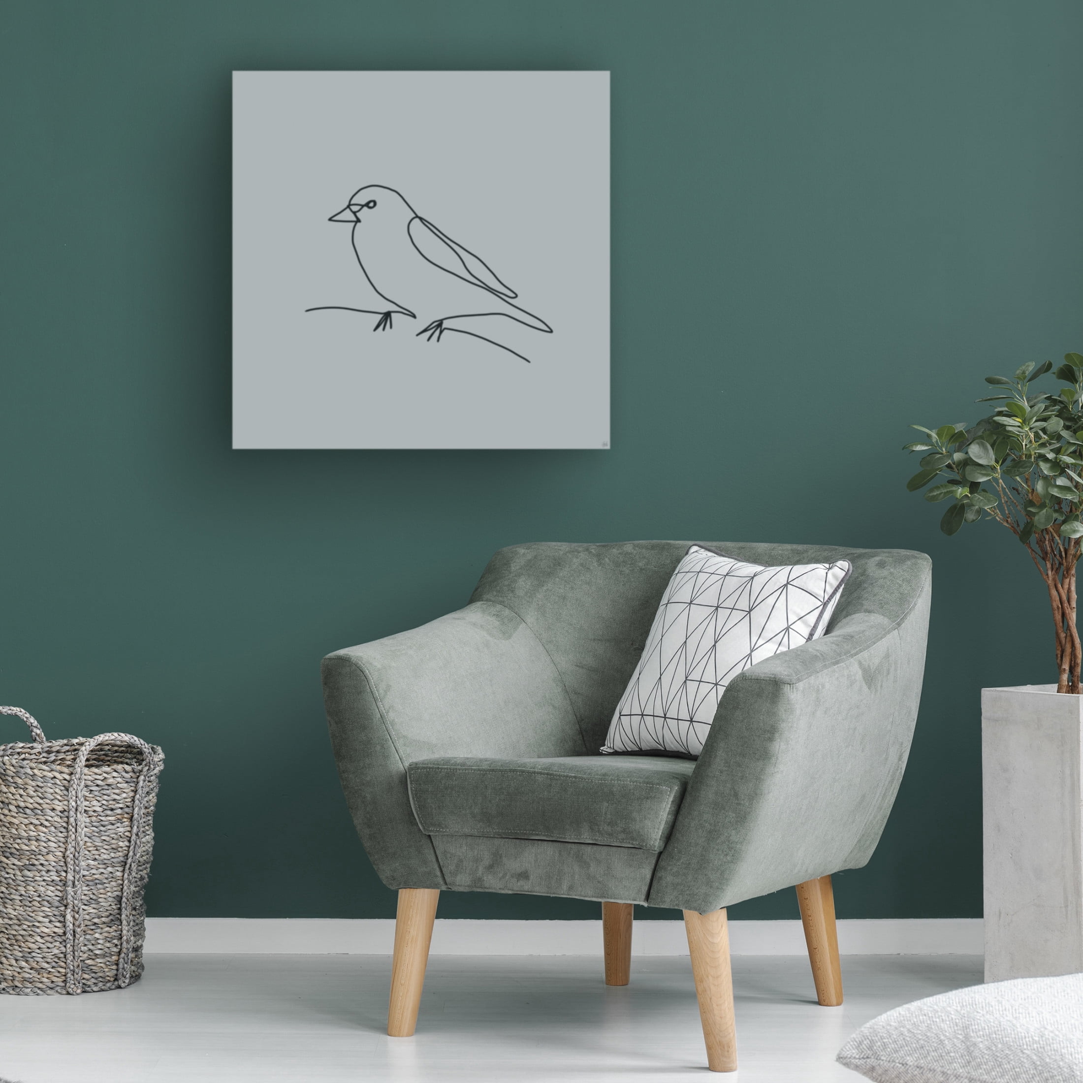 Canvas Wall Art - Line and Brush 'Line Bird 3' Wall Art for Living Room, Bedroom, or Office Décor by Trademark Fine Art - 24 x 24 Inches