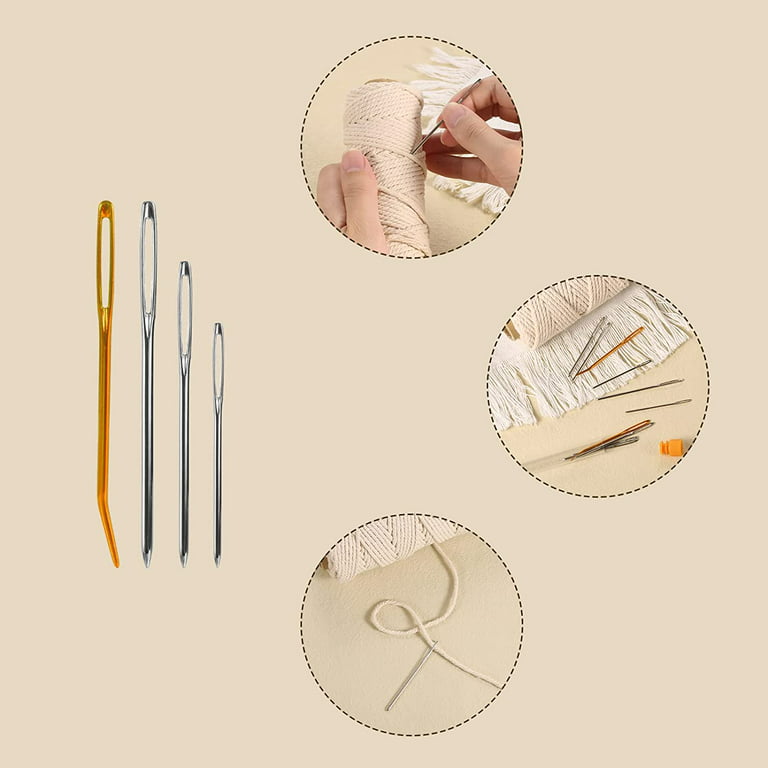 Large Eye Blunt Needles, Stainless Steel Tapestry Needle, Yarn Knitting  Needles, Darning Needle with Wooden Needle Case Carving Pattern Art Deco