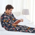 thumbnail image 6 of Naloa Hawaiian Style Men’s Pajamas Set - Long Sleeve Button Down Sleep Shirt and Pajama Bottoms Sleepwear Set-X-Large, 6 of 7