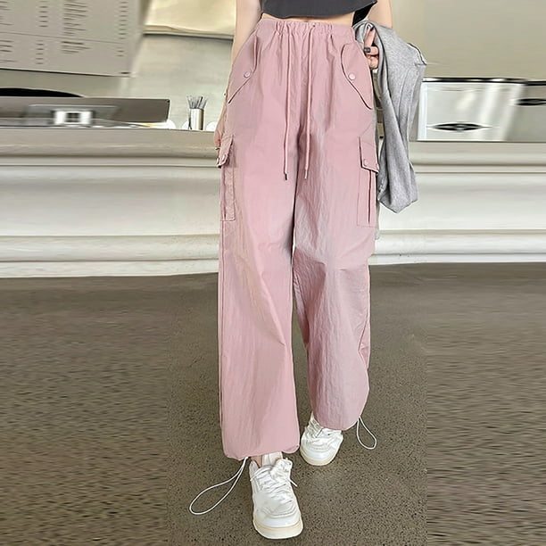 Womens Pants Track Pants Women plus Womens Fashionable Solid Color High Waist Slim Fit Straight Casual Trousers Workwear Adult Female Clothes Pink