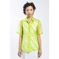 thumbnail image 1 of 100% Polyester Lime Puckered Pleated Short Sleeve Shirt, Size 8, 1 of 1
