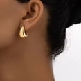 thumbnail image 2 of Stainless Steel Chunky Thick Golden Water Drop Dupes Statement Earrings for Women, 2 of 5