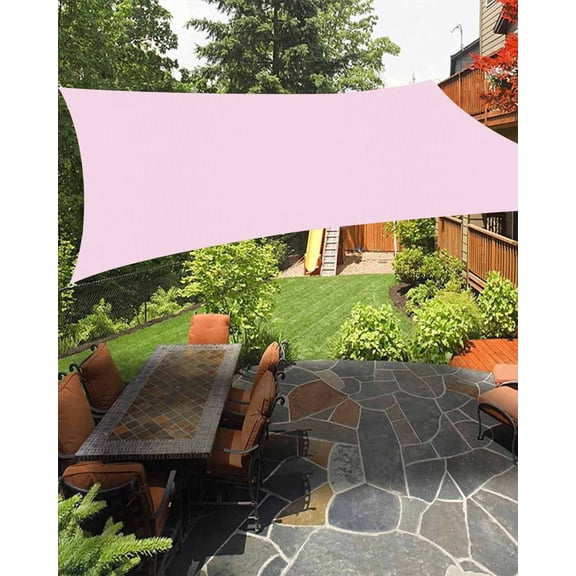 Solid Color Waterproof Sun Shade Sail Pink Outdoor Patio Sun Shades Canopy UV Block Waterproof Sunshade for Garden Backyard Deck Pergola 12x16 Ft
