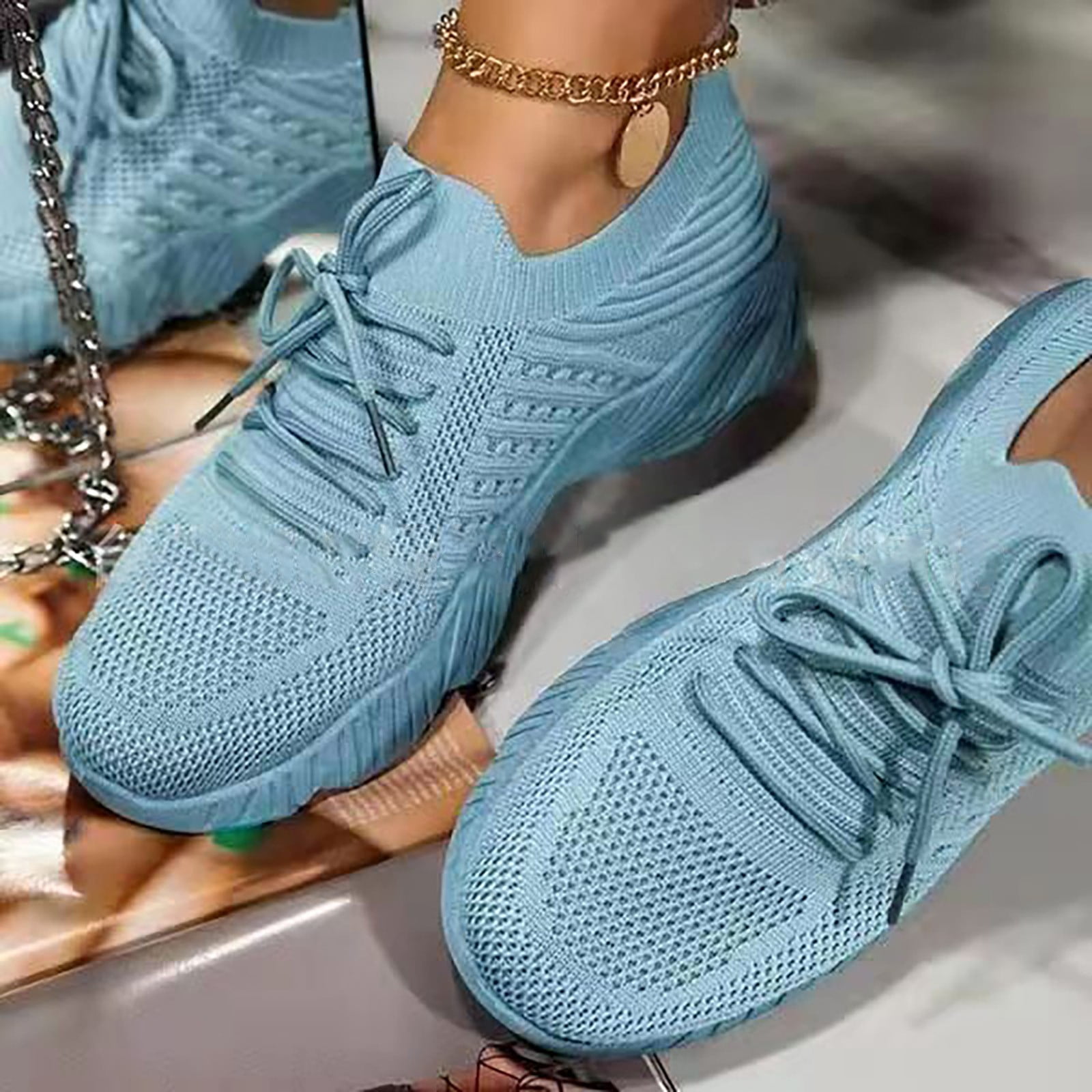 NOKIO Womens Walking Shoes Slip On Lightweight Memory Foam Cheer Sneakers for Tennis Gym Running Workout Yoga Women's Lace Up Platform Large Size Womens Hands Free Sneakers