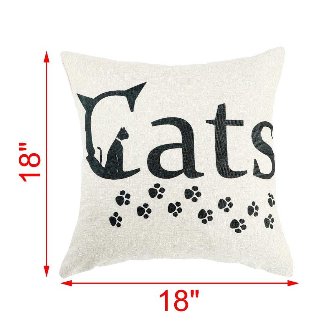 Cotton Linen Cat Paw Letter Pattern Back Pillow Cushion Cover 18 X