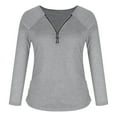 thumbnail image 5 of kayannuo Womens Tops Long Sleeve Shirts Fall Fashion Woman Long Sleeve V-Neck Solid Zipper Blouse Autumn Causal Pullover Tops Gray, 5 of 6