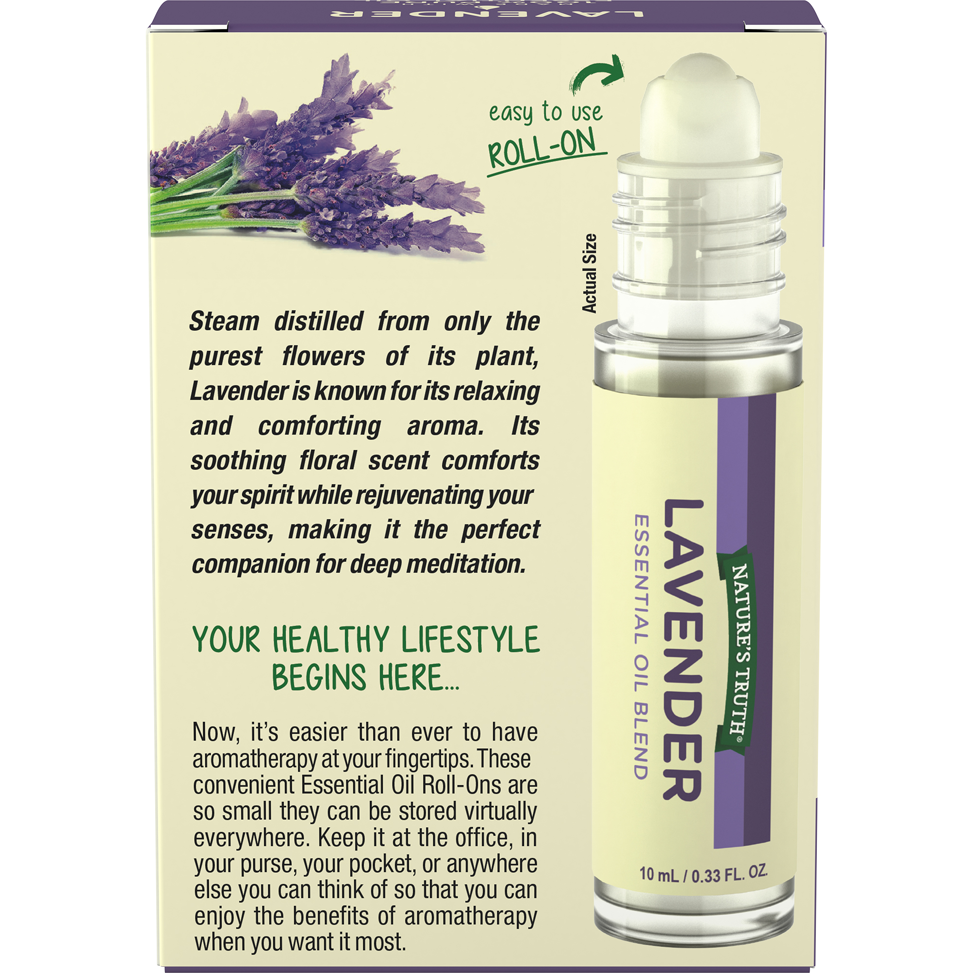 Lavender Essential Oil Roll On | Soothing Blend | 10 mL | GC/MS Tested | By Nature's Truth - image 2 of 4