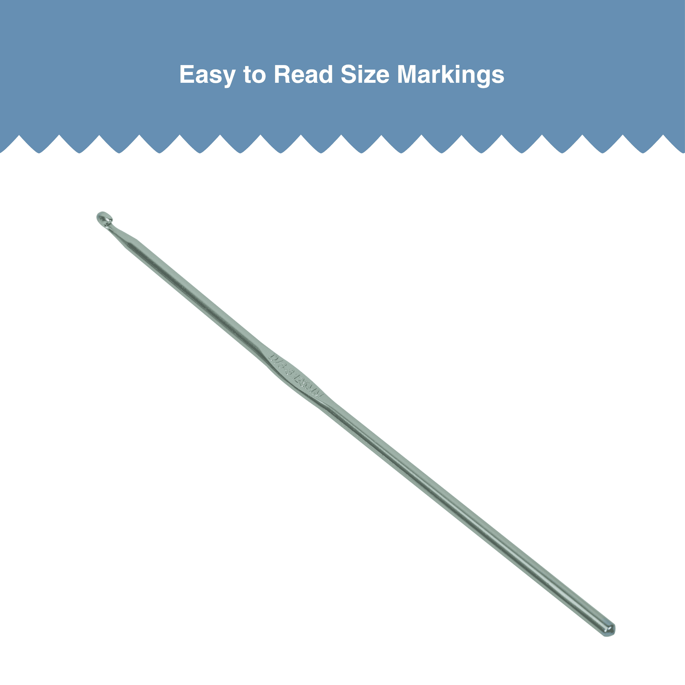 Hello Hobby Aluminum Crochet Hook, Size D, 3.125 mm