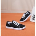 thumbnail image 5 of BOERTEU Women's Canvas Casual Shoes Low Top Lace up Flat Walking Sneakers, Black White Red, 5 of 9