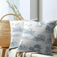 thumbnail image 6 of French Country Pillow Covers 18x18 Inch Set of 2 Blue and White Printed Vintage Toile Cottage Decorative Throw Pillows Rustic Farmhouse Pillow Cases Cotton Linen Cushion Covers for Couch Home Decor, 6 of 6