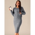 thumbnail image 3 of DARING DIVA Women's Winter Sweater Sets Cardigan and Midi Skirts S Grey, 3 of 5