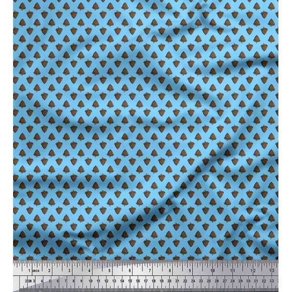 Soimoi Blue Rayon Fabric Oaknut Fruits Print Fabric by Yard 42 Inch Wide