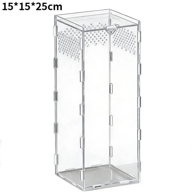 Transparent Acrylic Jumping Spider Enclosure, Reptile Terrarium Habitat Tank, Small Insect Breeding Box for Tarantula, Snake & Lizard, High Clarity