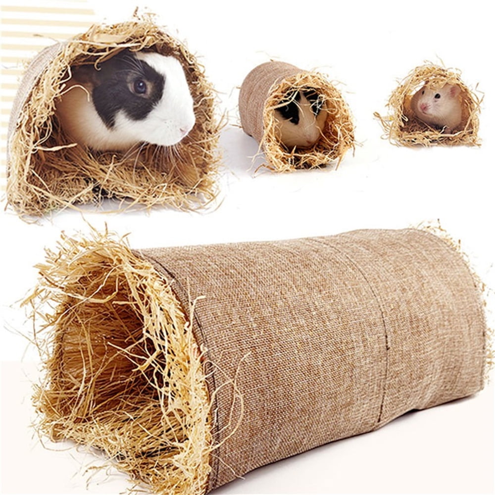 Rabbit Hideaway Toy Grass Straw Bunny Toy Tunnel Hamster Accessories