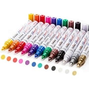 Overseas Paint Markers Pens, 12 Pack Permanent Painting Marker Quick Dry, Oil-Based Paint-Marker Pen Set for Rocks, Wood, Fabric, Plastic, Canvas, Glass, Mugs, DIY Craft