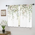 thumbnail image 5 of Sage Green Eucalyptus Leaves Kitchen Curtains Short Small Rustic Spring Cotton Flower Floral Wooden Plant Rod Pocket Farmhouse Bedroom Living Room Treatment Fabric 2 Panels 27.5Wx39H Inch, 5 of 6