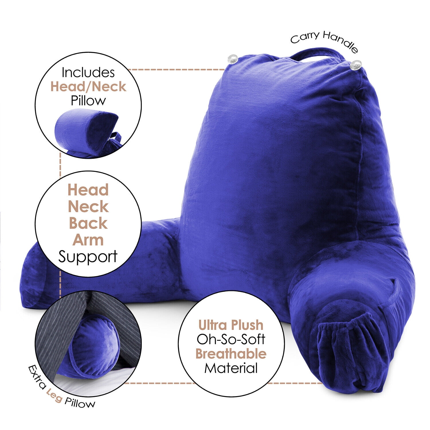  Joyching Backrest Reading Pillows for Sitting in Bed Adults -  Plush Pillow with Shredded Memory Foam Arm Rests Supportive Neck Pillow for  Reading or Watching TV : Home & Kitchen
