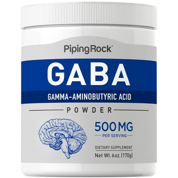 GABA Powder | 500 mg | 6 oz | Vegetarian Gamma-Aminobutyric Acid Supplement | by Piping Rock