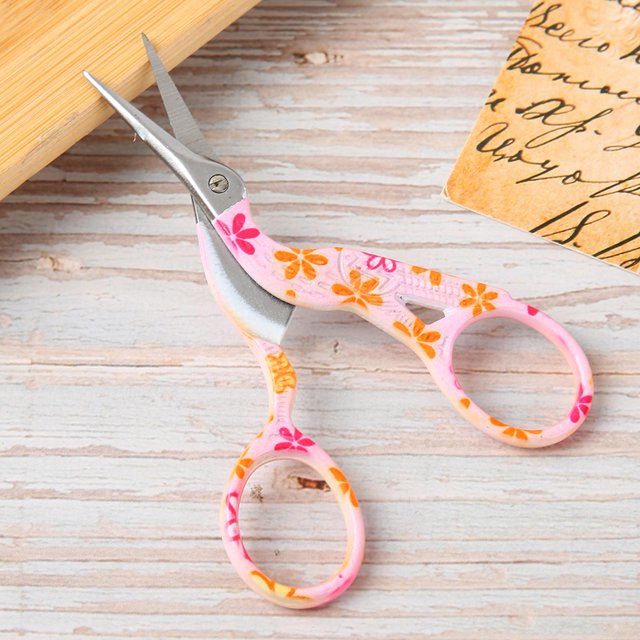 Scissors, Fast Cutting Sewing Accessories Crane Scissors, Exquisite Patterns For Needlework Sailor Cross-stitch Embroidery Sewing Flower Porcelain Color Small Pink