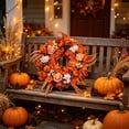 thumbnail image 5 of Aurorax Fall Wreaths for Front Door 22 inch,Thanksgiving Fall Wreath Decorations with Artificial Rose Sunflower Pumpkin Large Farmhouse Thanksgiving Harvest Decor for Outside Indoor Window, 5 of 6