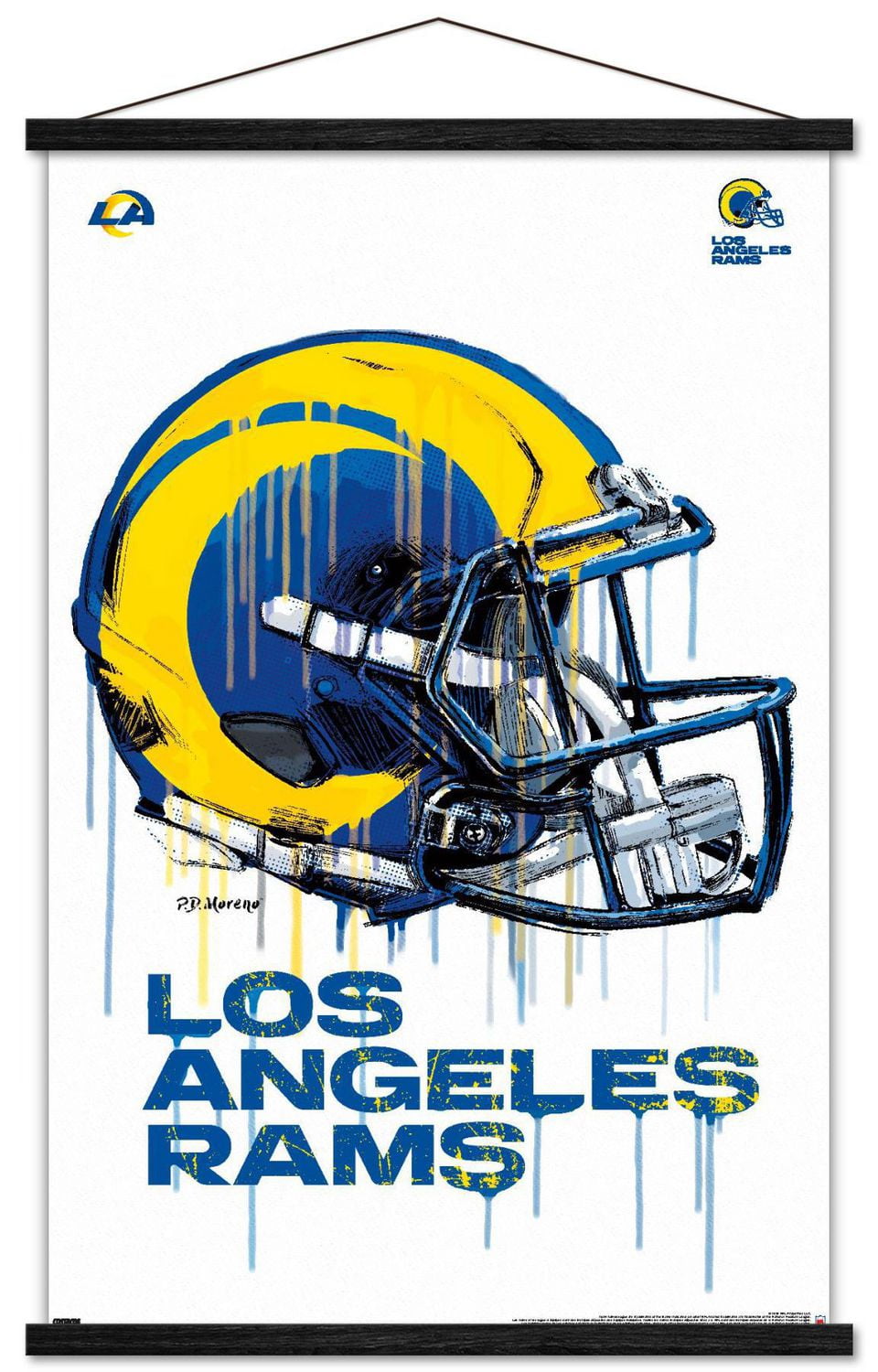 NFL Los Angeles Rams - Drip Helmet 20 Wall Poster, 14.725" x 22.375" Framed
